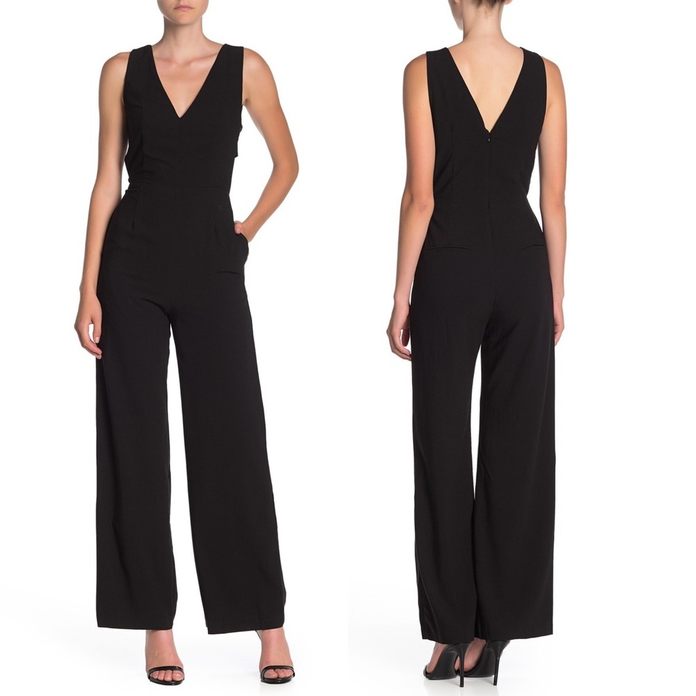 Honey Punch V Neck Wide Leg Jumpsuit